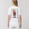 Camiseta orgánica blanca chica la vieja escuela nunca muere de espalda