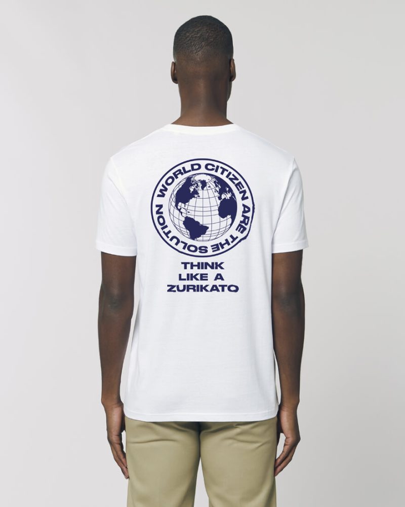 Camiseta orgánica blanca chico ciudadano del mundo de espalda