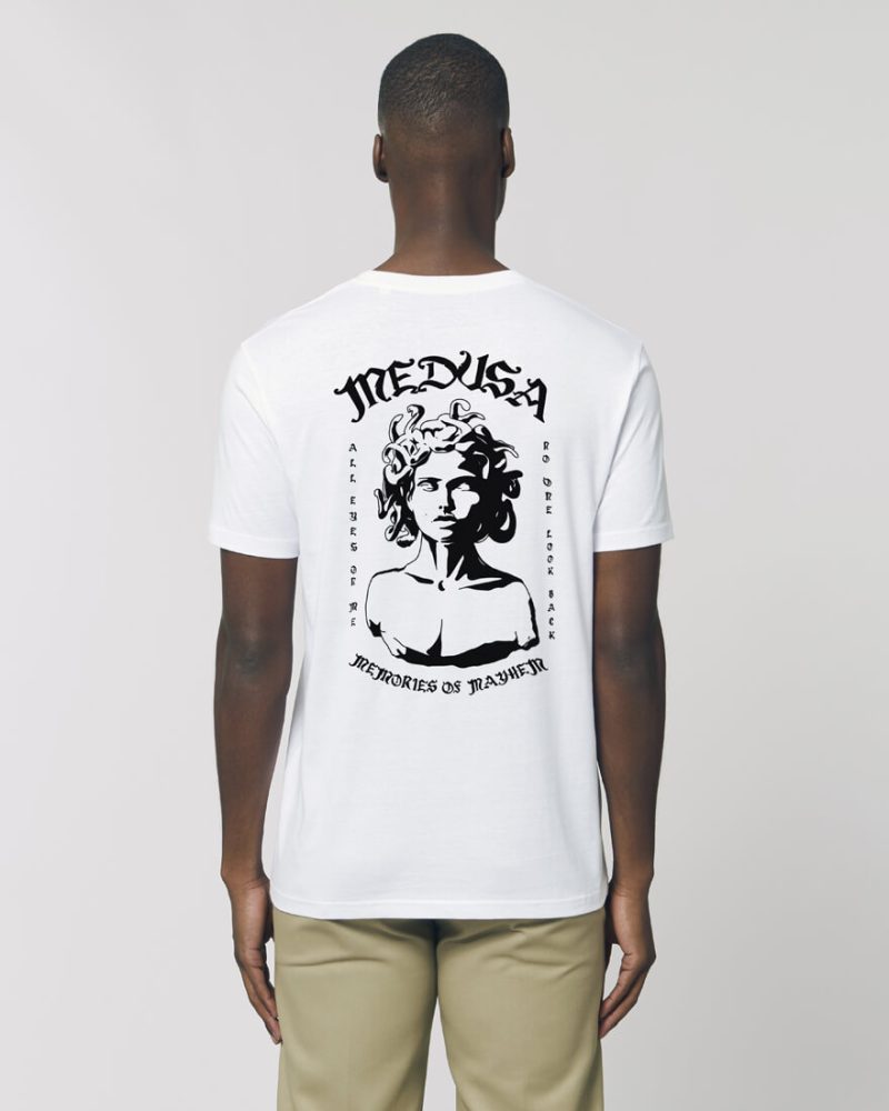 Camiseta orgánica blanca chico medusa vibes de espalda