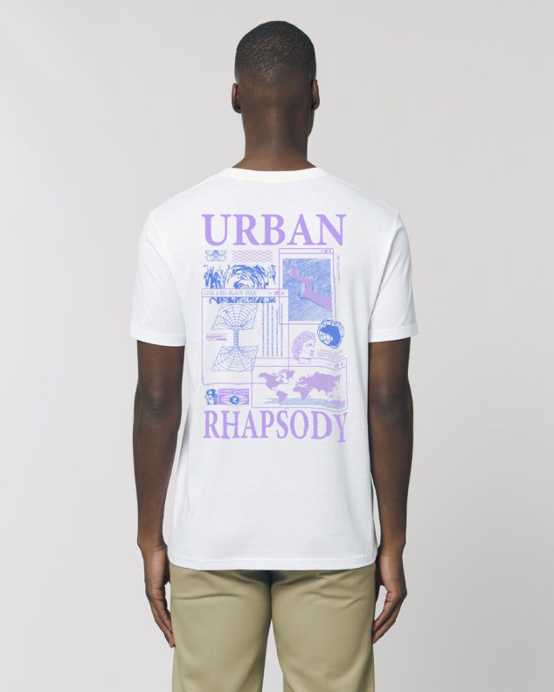 Camiseta orgánica blanca chico rapsodia urbana de espalda