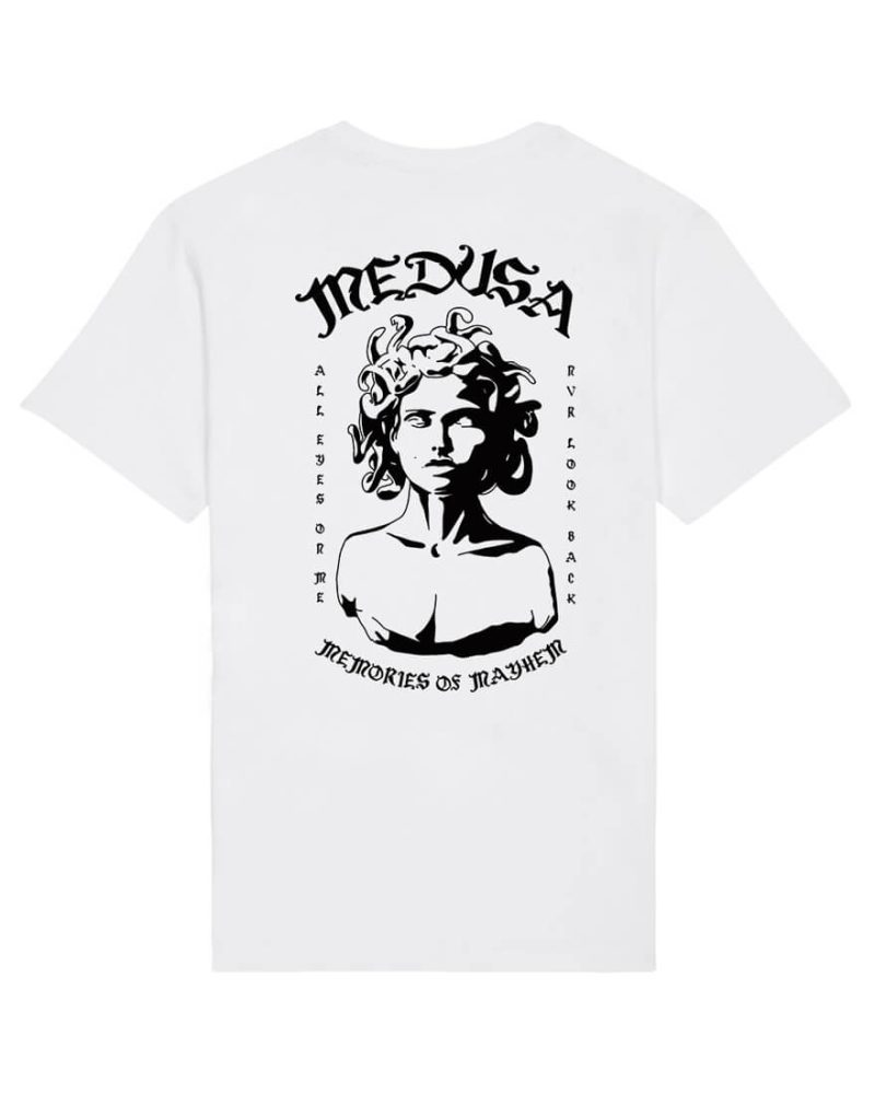 Camiseta orgánica blanca medusa vibes espalda