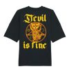 camiseta vegana ancha negra devil is fine back