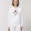 sudadera con capucha blanca red rose chica de frente