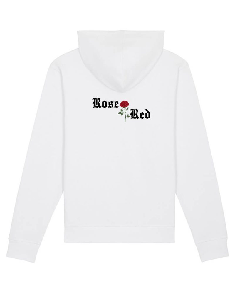 sudadera con capucha blanca red rose espalda